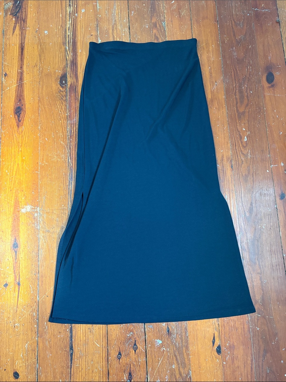 Vintage Old Navy Black Maxi Skirt Stretch Slits Y2K Large